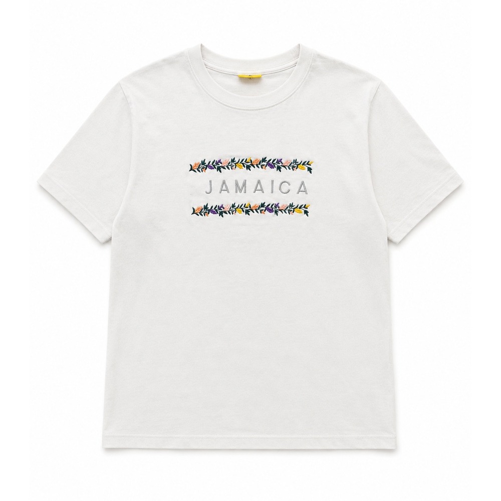 Island Tees Jamaica Embroidered Floral White Cotton T-Shirt Womens XL Vintage